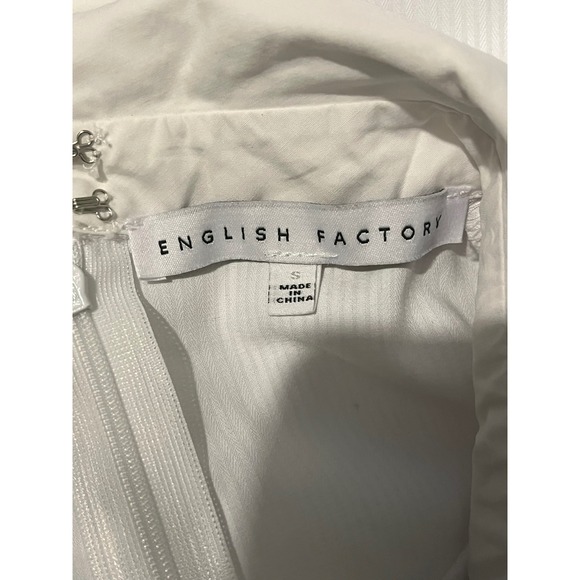 ENGLISH FACTORY White Shirt Dress with Black Tie Bow Drop Waist Size S - Picture 3 of 8